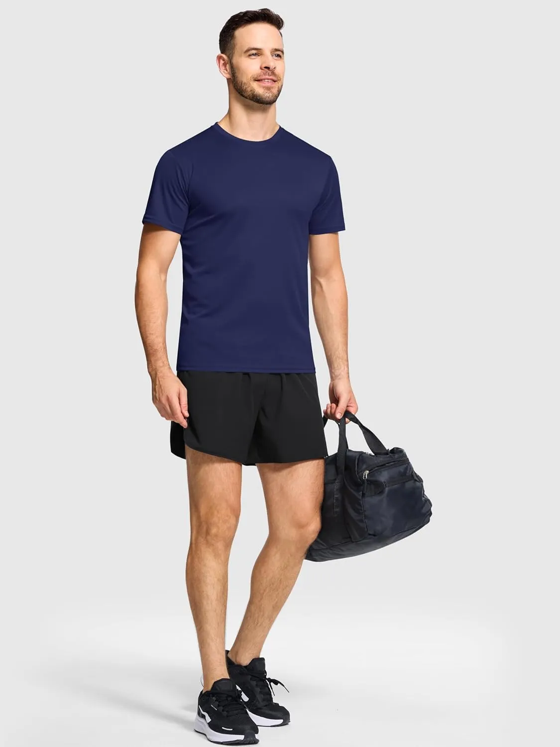 5 Pack Men's Dry Fit Moisture Wicking Performance Tshirts Mesh Quick Dry Active Athletic Crew Tees Short Sleeve