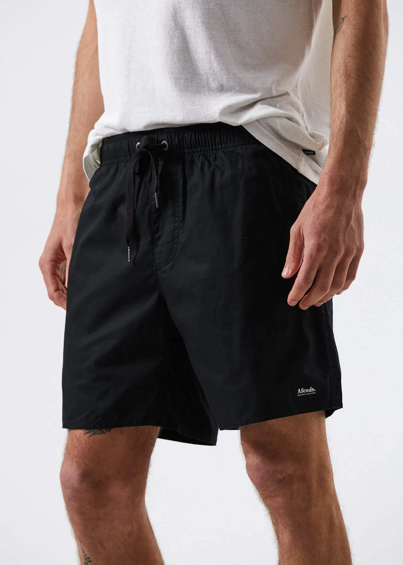 Afends Mens Baywatch Basics - Elastic Waist Boardshort - Black