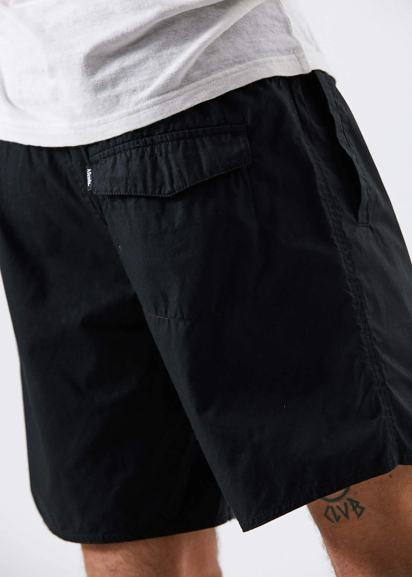 Afends Mens Baywatch Basics - Elastic Waist Boardshort - Black