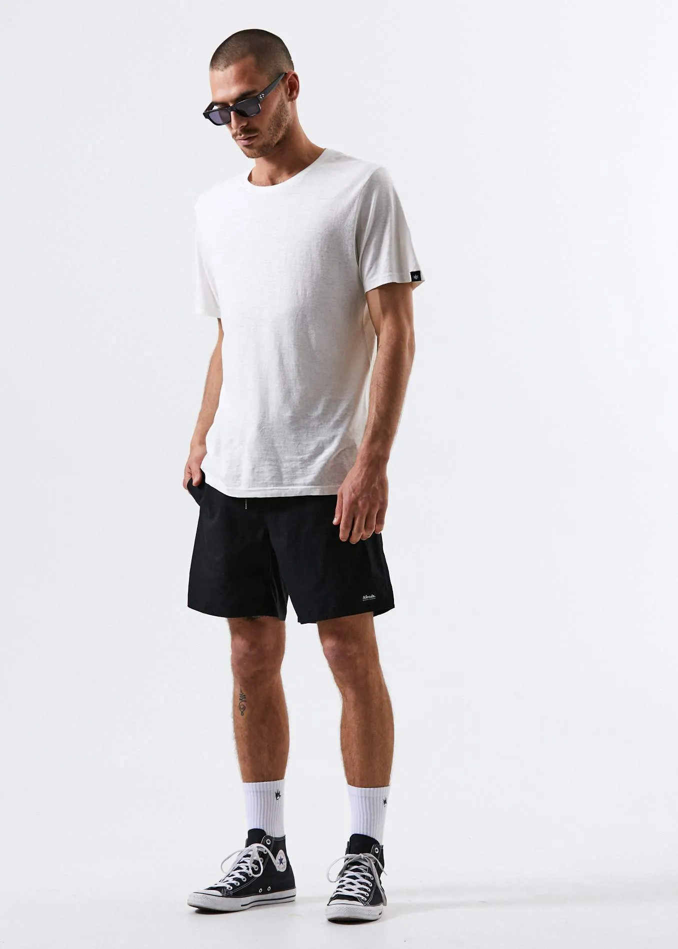 Afends Mens Baywatch Basics - Elastic Waist Boardshort - Black