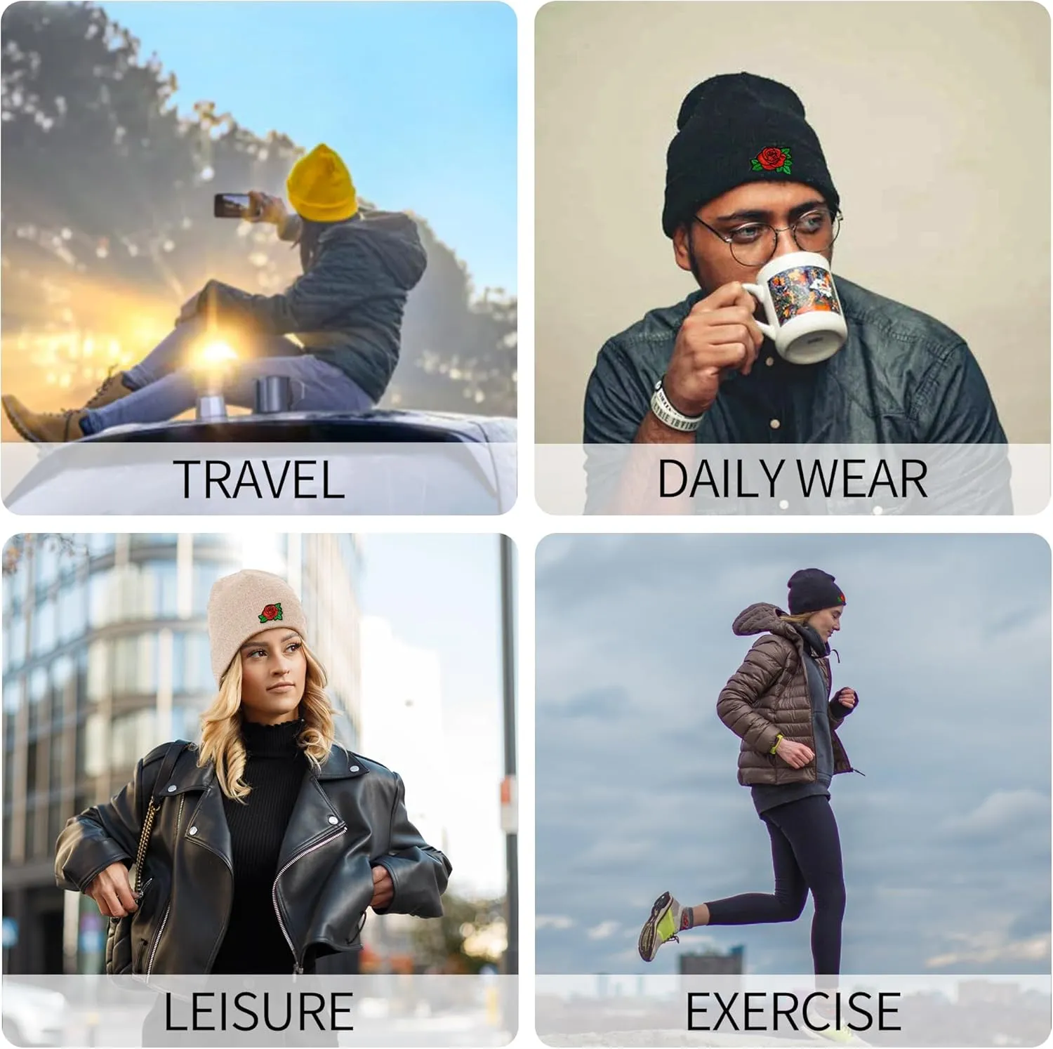 Beanie for Men Women Black Beanie Hat Soft Winter Cuffed Beanies Skull Caps Knit Hats