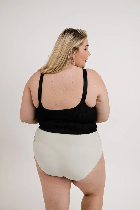 Black High Neck Ribbed Swim Top - Coral Reef Final Sale