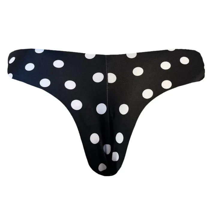 Black White Polka Dots Classic Side Scrunch Bikini Bottom