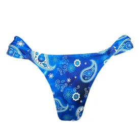Blue Paisley Brazilian Classic Side Scrunch Bikini Bottom