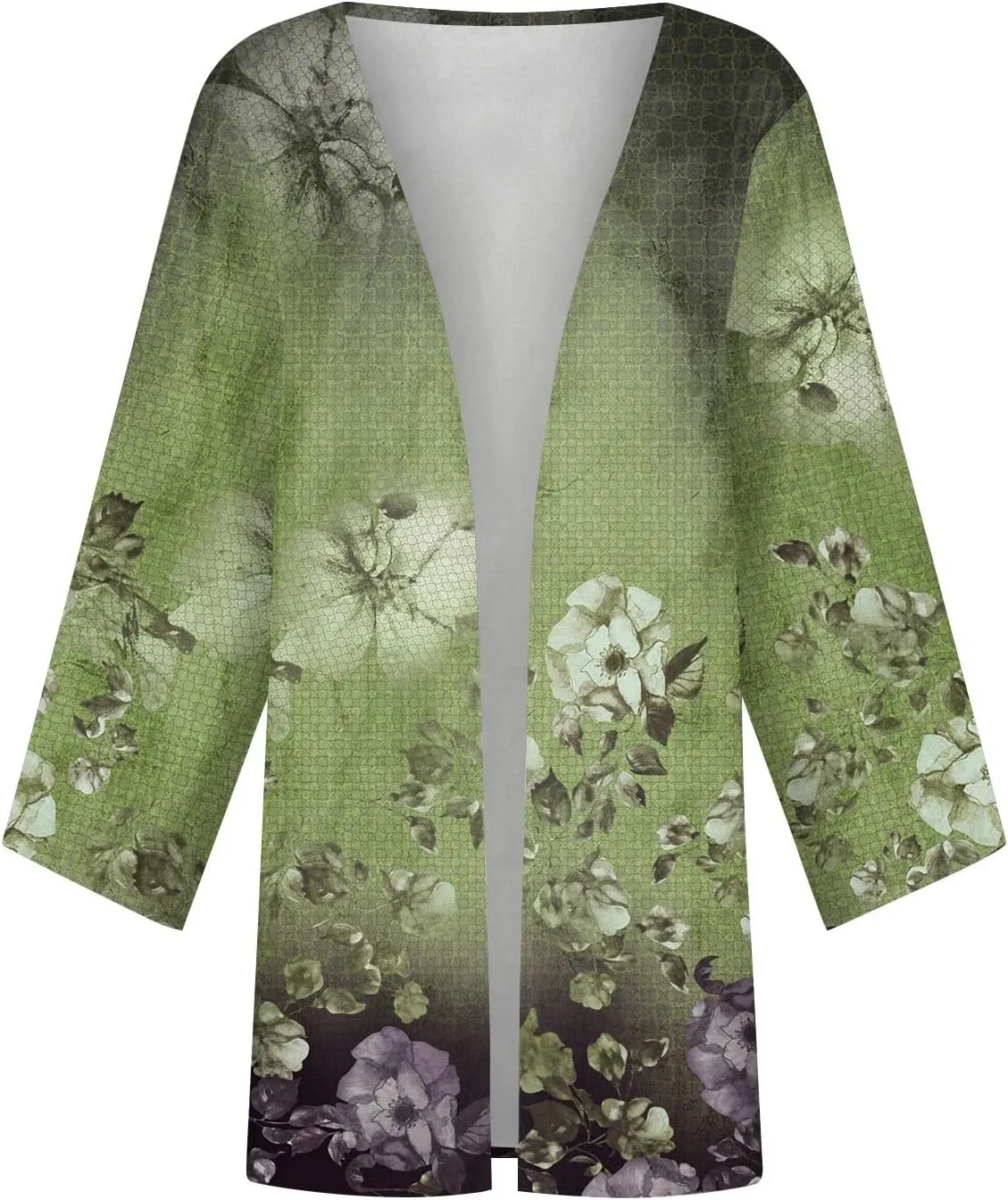 Cardigan Sweater for Womens Retro Print 3/4 Sleeve Blouse Tops Coat Casual Duster Cardigans Lightweight Jackets