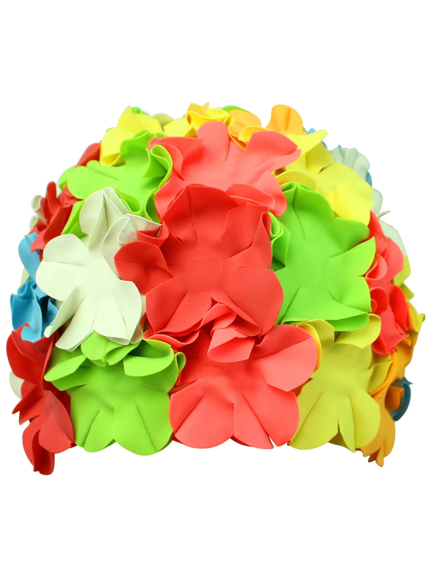 Colorful Flower Petals Latex Swim Cap