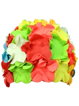 Colorful Flower Petals Latex Swim Cap