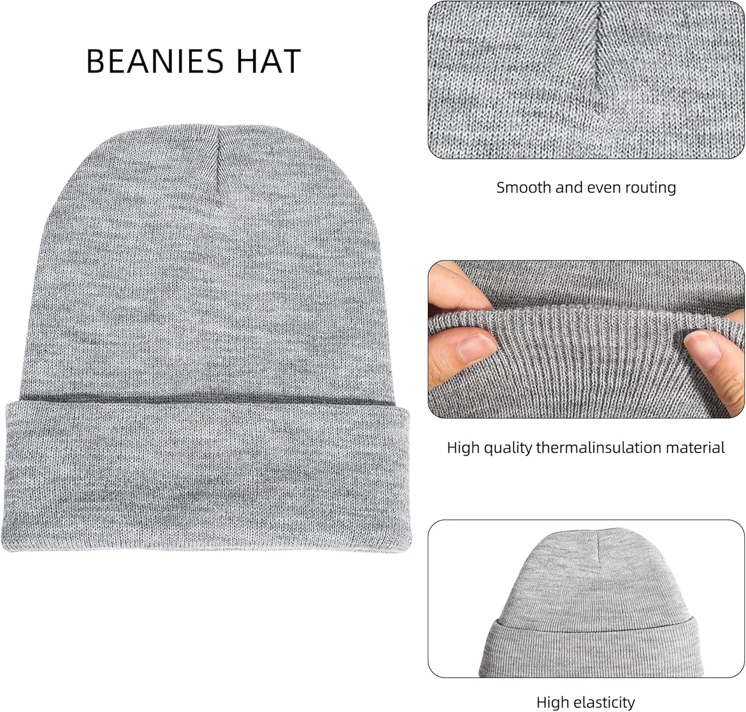 Gelante Men Women Warm Knit Cuffed Plain Beanie Hat Skull Cap.