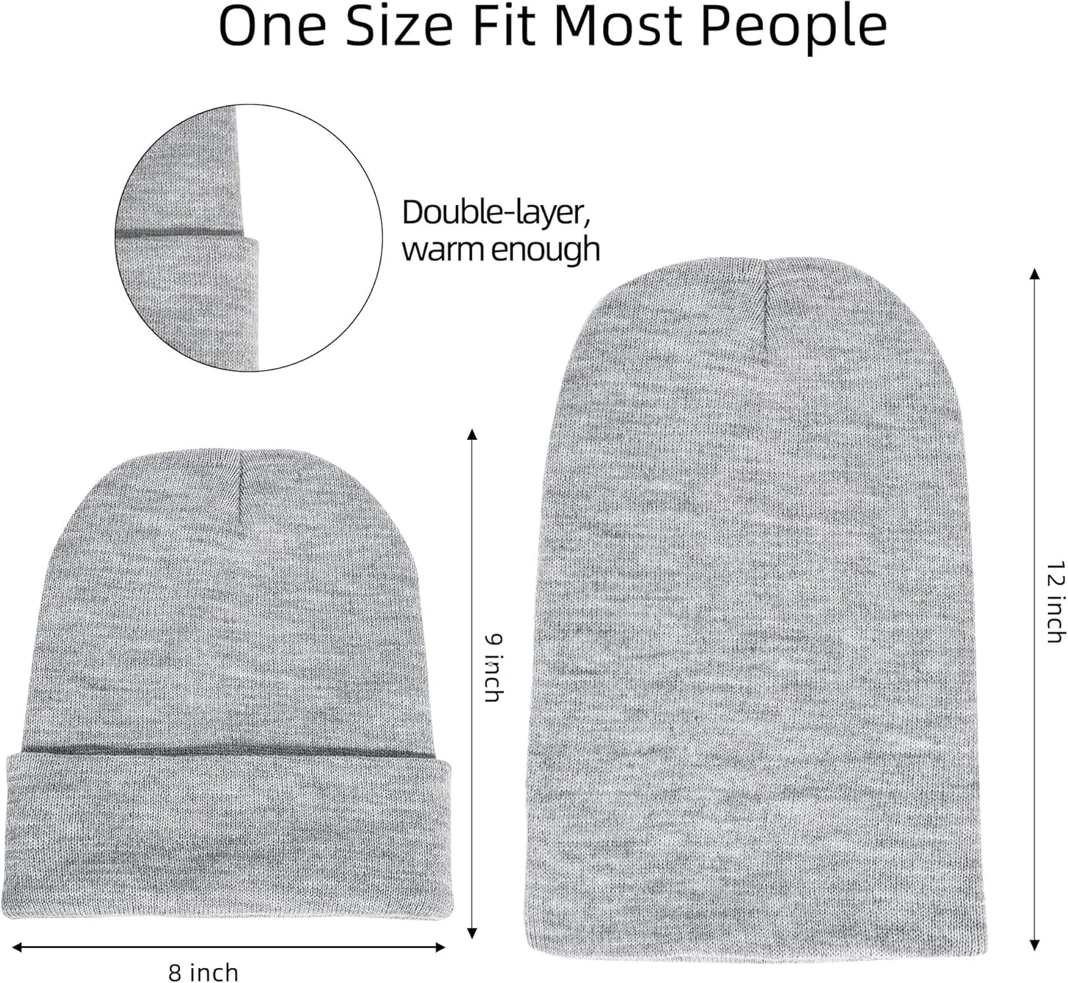 Gelante Men Women Warm Knit Cuffed Plain Beanie Hat Skull Cap.