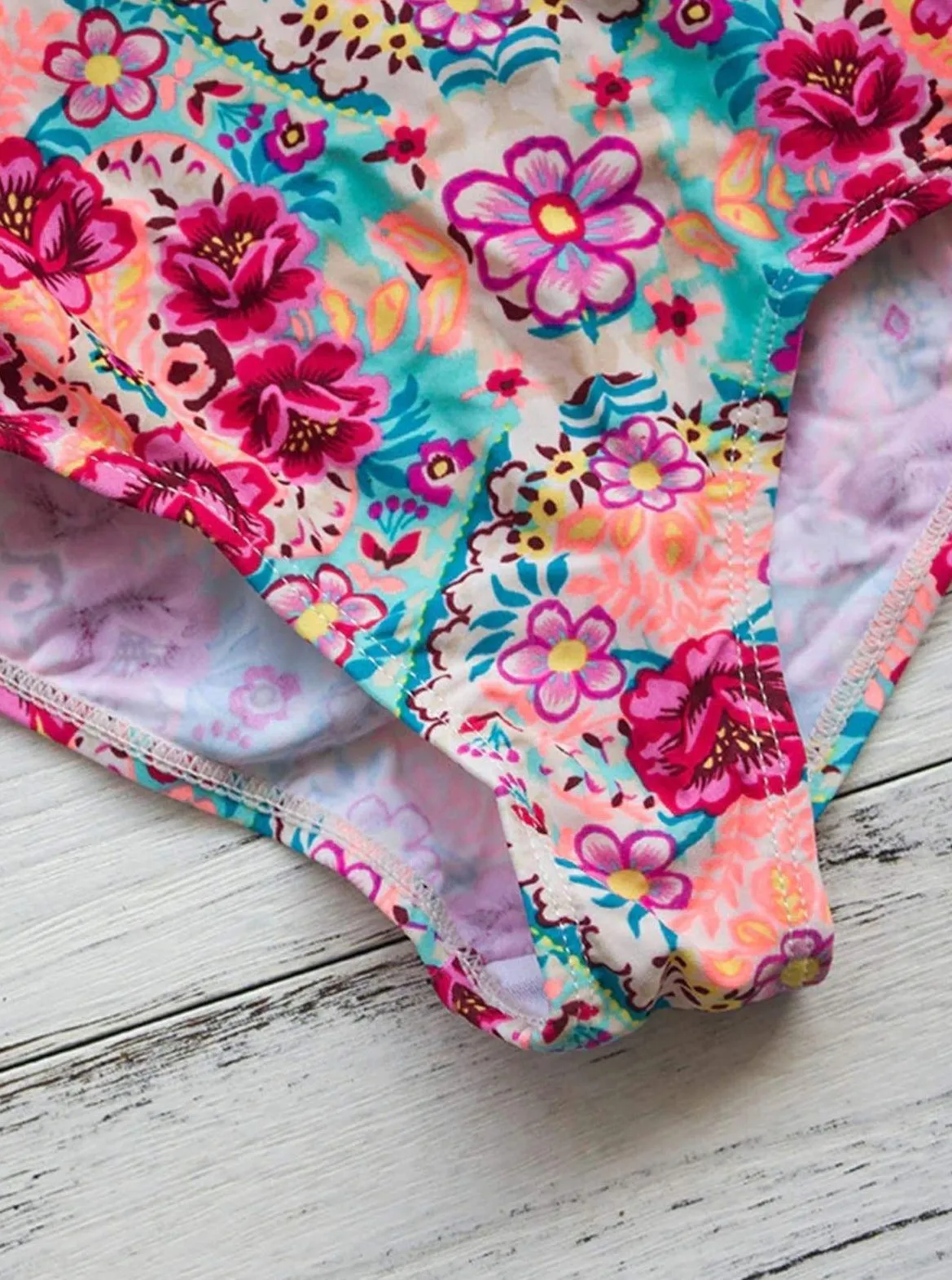 Girls Beachy Flower One Piece Swimsuit