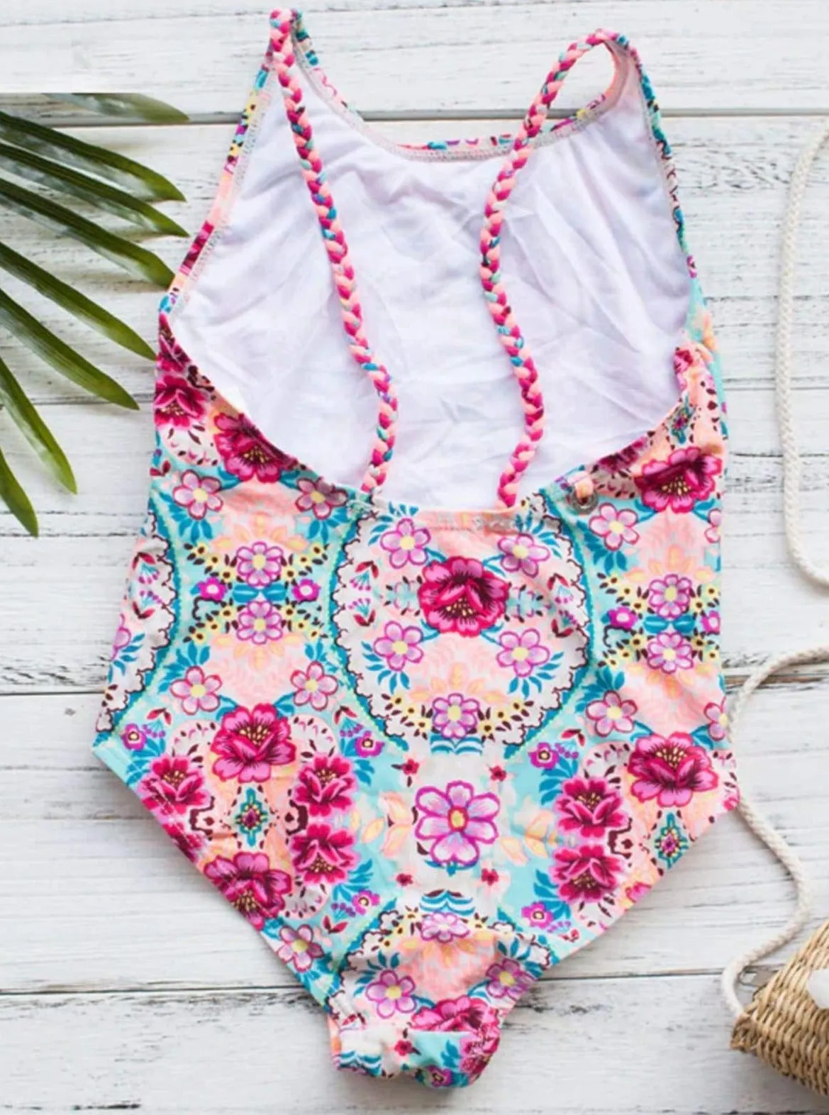 Girls Beachy Flower One Piece Swimsuit
