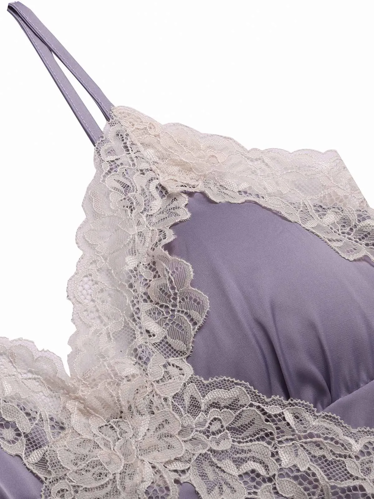 Lavender 1940s Lace Satin Patchwork Nightgown