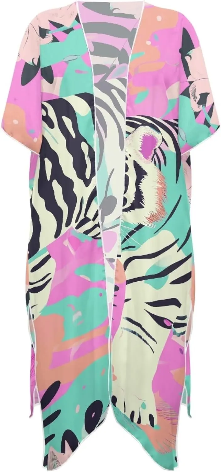 Long Swimsuit Coverup for Women Seaside Summer Vacation Swim Cover Up for Women Hawaiian komono cardigan Cover Ups