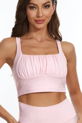 LuxeCool Ruched Bust Tank Bra - Crystal Pink