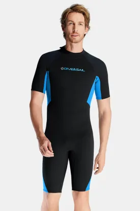 Men's 1.5MM Short Sleeve Blue Cold-Proof and Warm Wetsuit