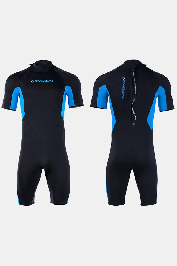 Men's 1.5MM Short Sleeve Blue Cold-Proof and Warm Wetsuit