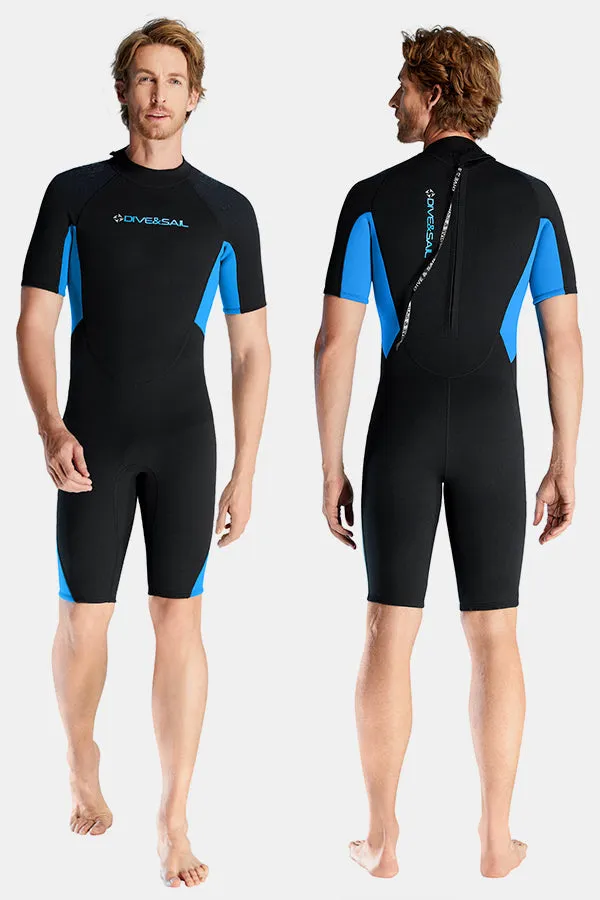 Men's 1.5MM Short Sleeve Blue Cold-Proof and Warm Wetsuit