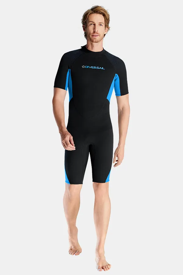 Men's 1.5MM Short Sleeve Blue Cold-Proof and Warm Wetsuit