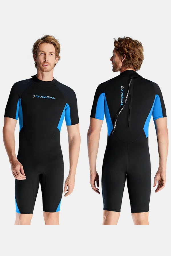 Men's 1.5MM Short Sleeve Blue Cold-Proof and Warm Wetsuit