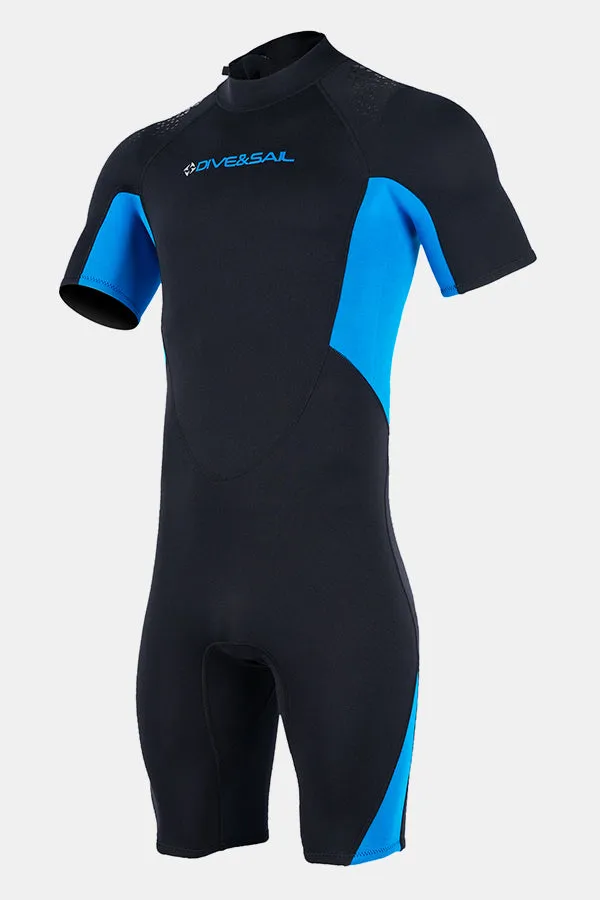 Men's 1.5MM Short Sleeve Blue Cold-Proof and Warm Wetsuit