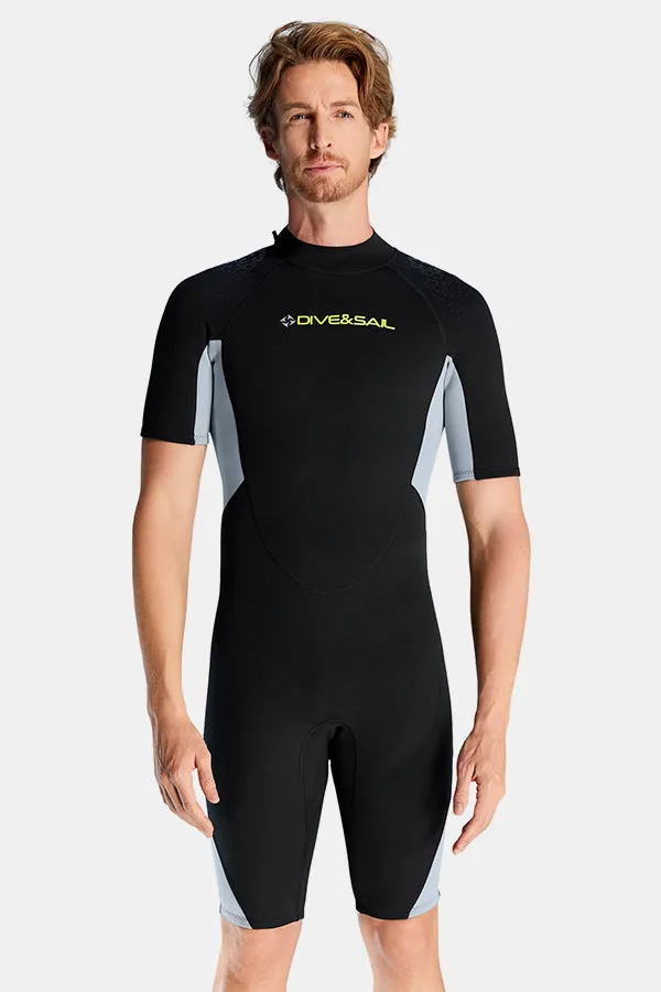 Men's 1.5MM Short Sleeve Gray Cold-Proof and Warm Wetsuit