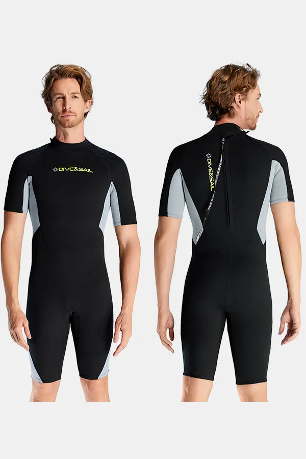 Men's 1.5MM Short Sleeve Gray Cold-Proof and Warm Wetsuit