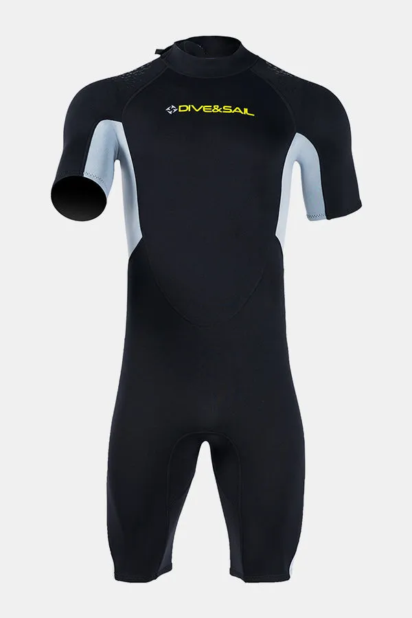 Men's 1.5MM Short Sleeve Gray Cold-Proof and Warm Wetsuit