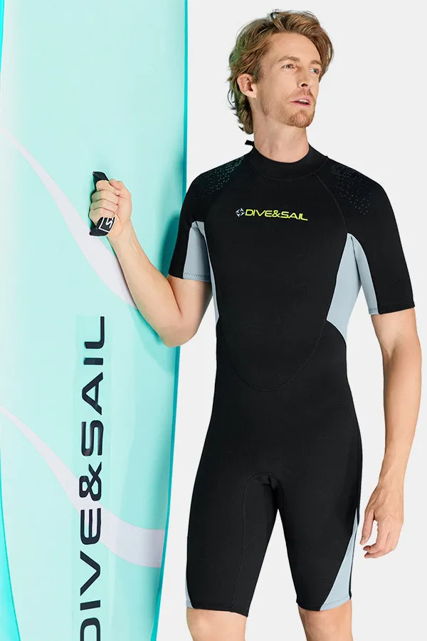 Men's 1.5MM Short Sleeve Gray Cold-Proof and Warm Wetsuit