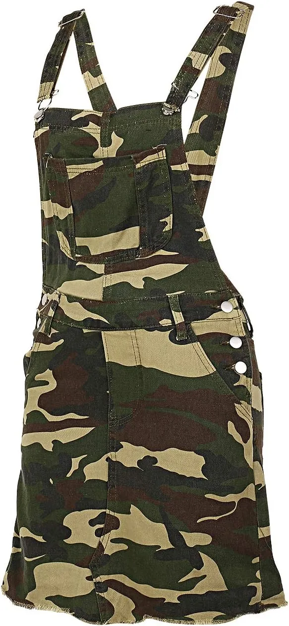 NUFIWI Women Denim Overall Dress Adjustable Straps American Flag Pinafore Dress Independence Day Outfits with Pocket