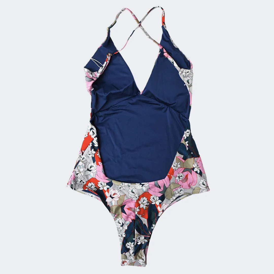 Pink Floral Monokini Swimsuit