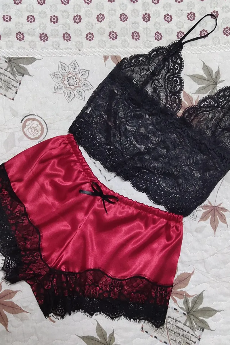 Sexy Fashion Lace Suspender Pajamas