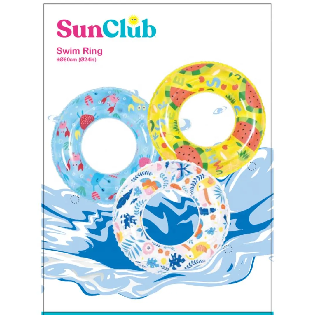 Sun Club Inflatable Swim Ring Floating Swimming Toys For Kids - 60 Cm - Multi Color