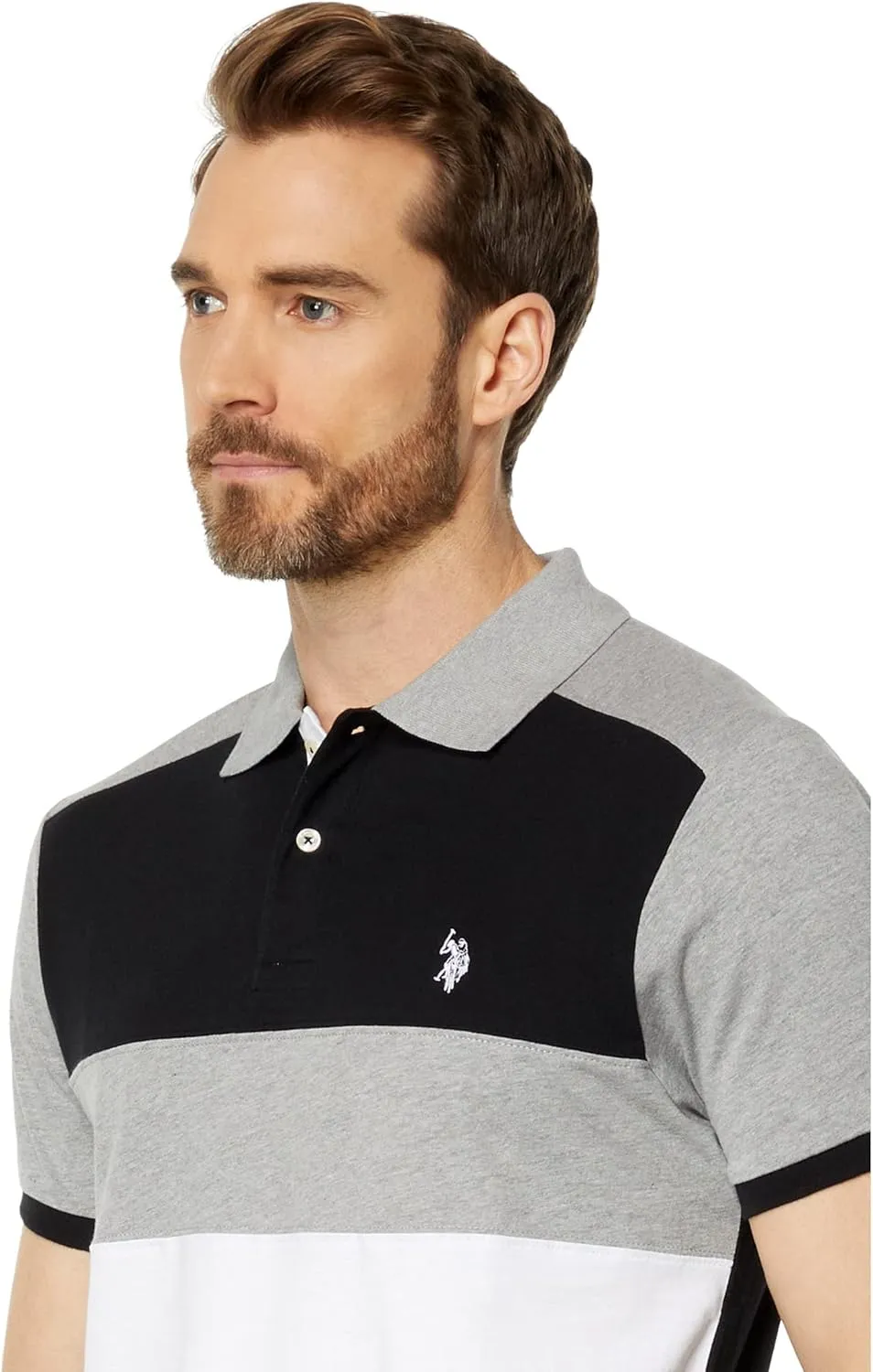U.S. POLO ASSN. Slim Fit Chest Stripe Color-Block Polo