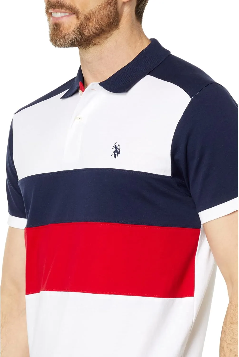 U.S. POLO ASSN. Slim Fit Chest Stripe Color-Block Polo