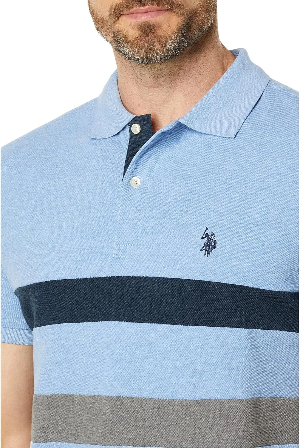 U.S. POLO ASSN. Slim Fit Striped Chest Knit Shirt