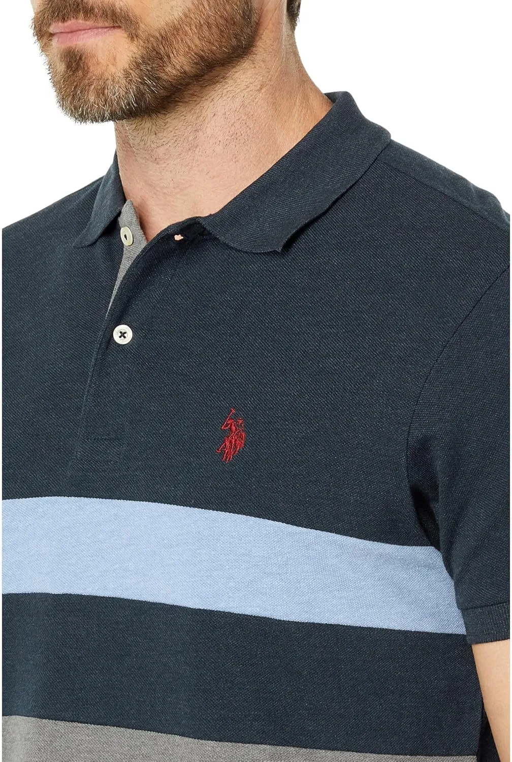 U.S. POLO ASSN. Slim Fit Striped Chest Knit Shirt