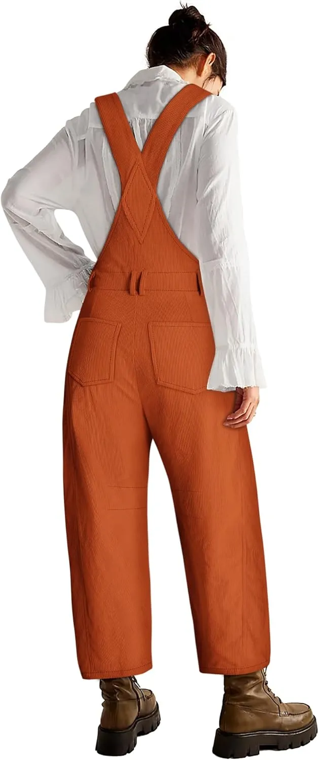 Yousify Overalls for Women Loose Fit Wide Leg One Piece Jumpsuits Casual Fleece Bib Overall with Pockets S-2XL