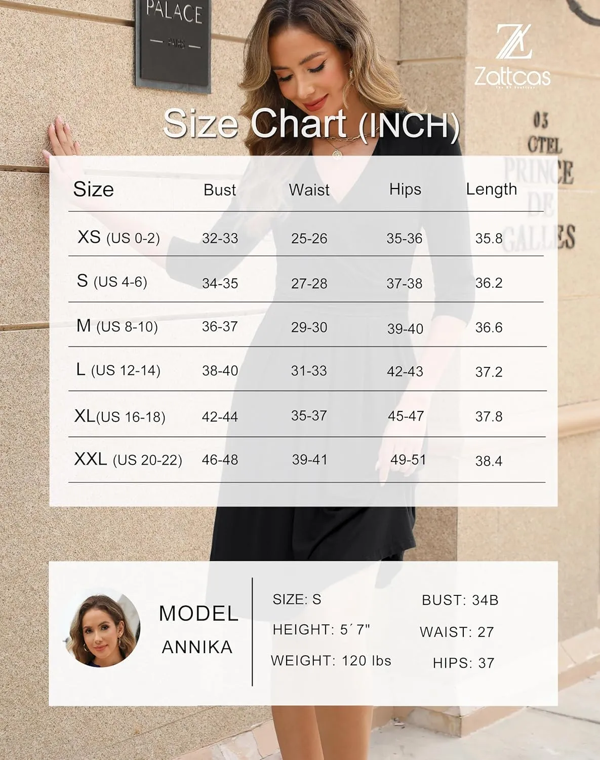 Zattcas Women's 2025 Spring Casual Dresses V Neck 3/4 Sleeve Empire Pleated Fit and Flare Knee Length Dress with Pockets